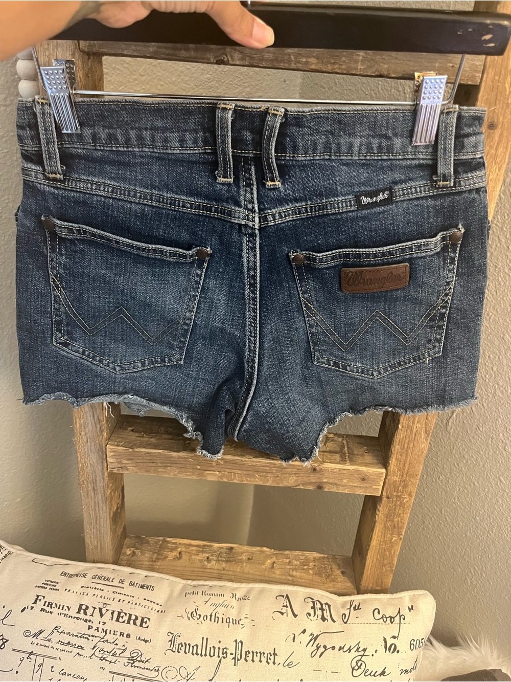 Wrangler Indigo Frayed Hem Denim Shorts